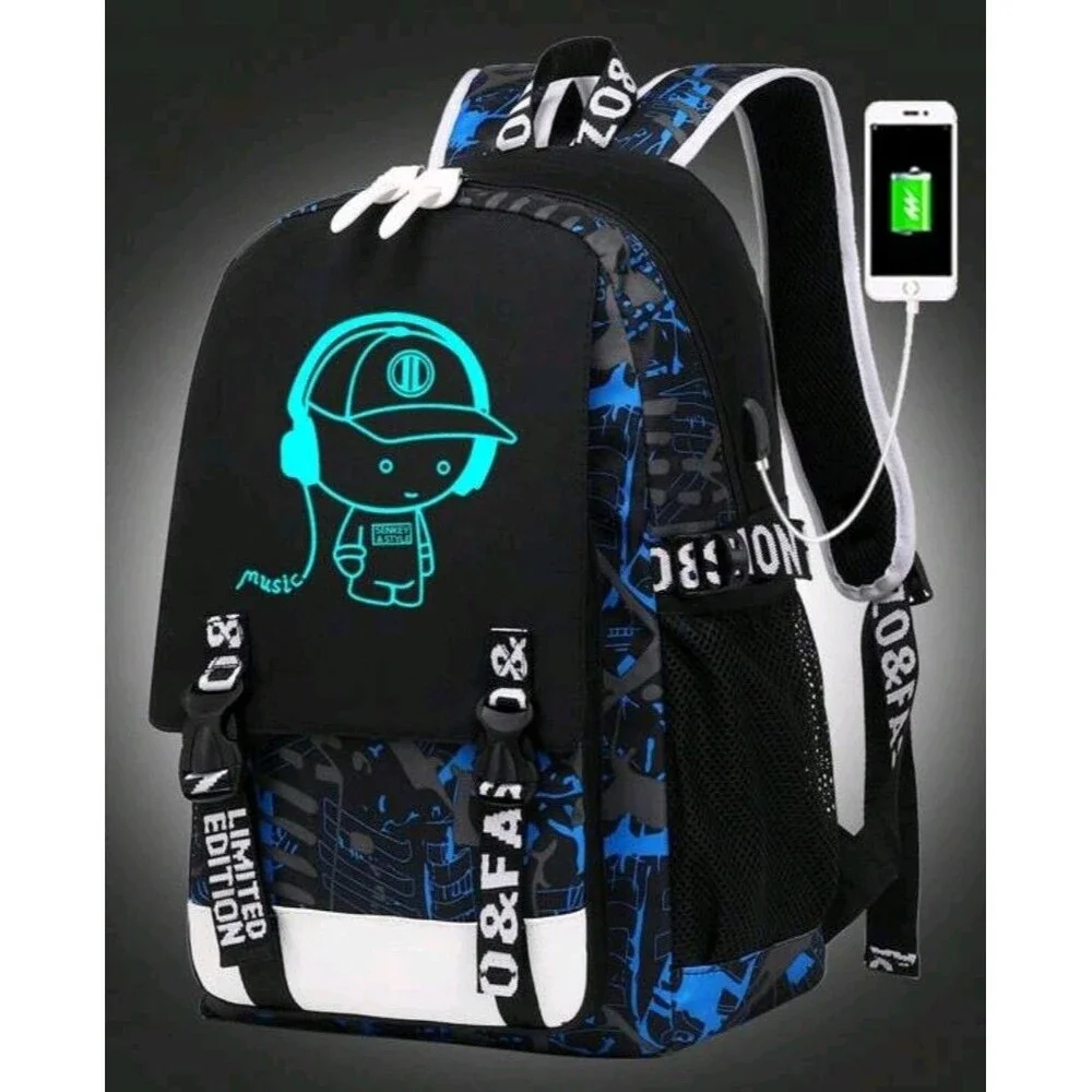 Men's Luminous Spine & Pressure Relief Backpack W/ USB Charging Interface + Hub
